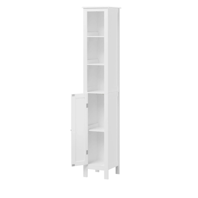67 Tall Bathroom Storage Cabinet with Adjustable Shelves 1 Doors Freestanding Cabinet with Anti-Tip Open compartments in White