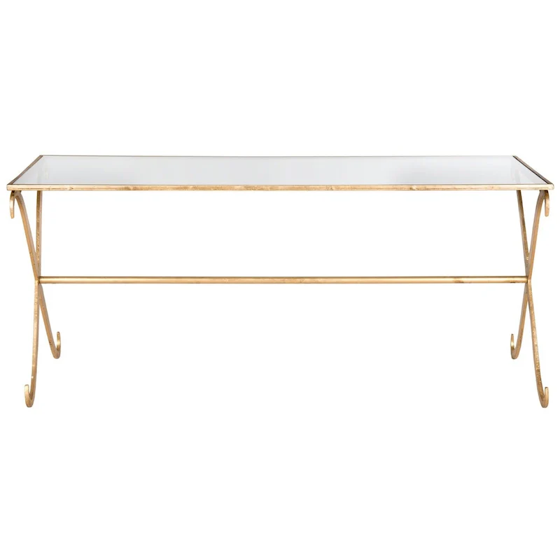 SAFAVIEH Olka Gold/ Tempered Glass Top Coffee Table - 43 x 20 x 18.3 - 43Wx20Dx18H