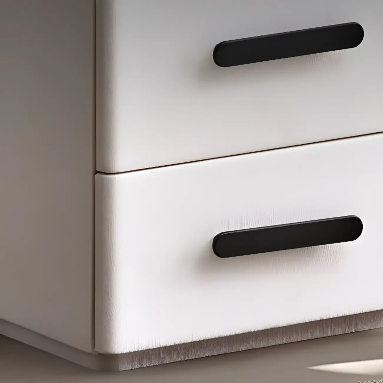 Compact Stone-Top Wooden 4-Tier White Nightstand