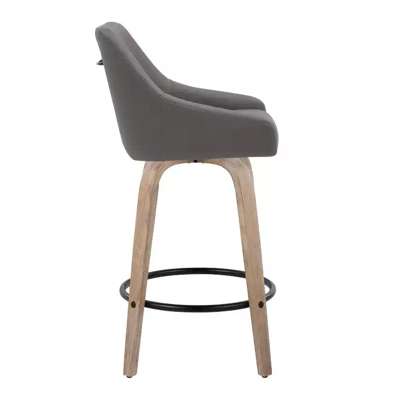 LumiSource Set of 2 Hannah Counter Height Barstools Dark Gray