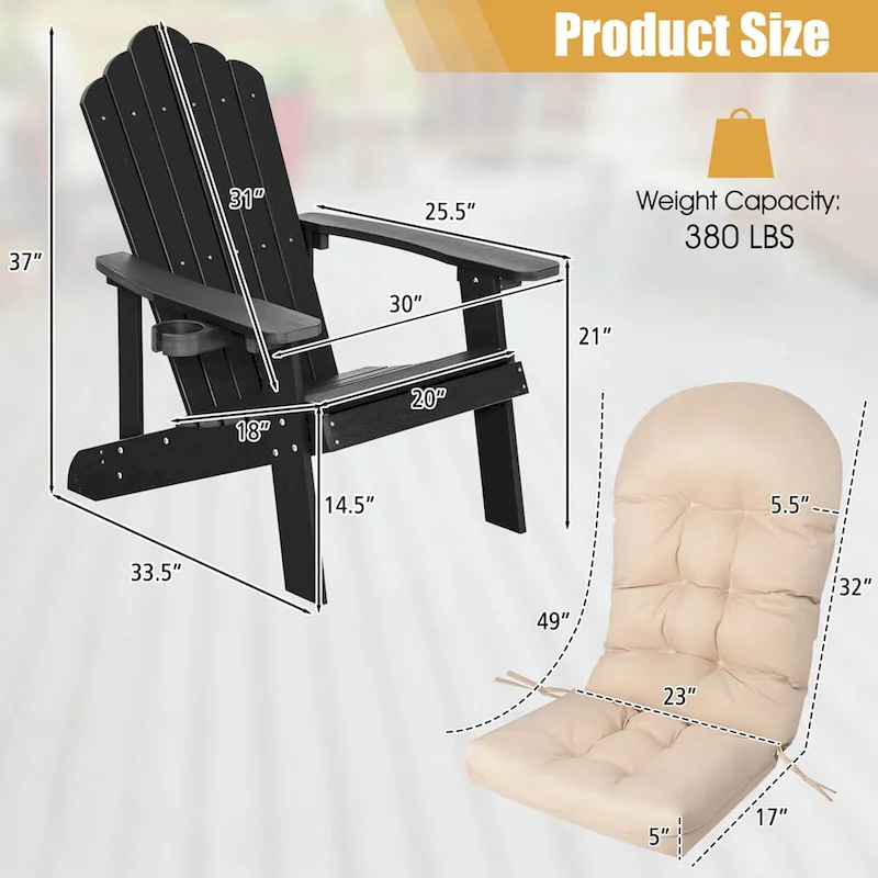 Costway Adirondack Chair HIPS Adirondack Chair with Cup Holder & - See Details
