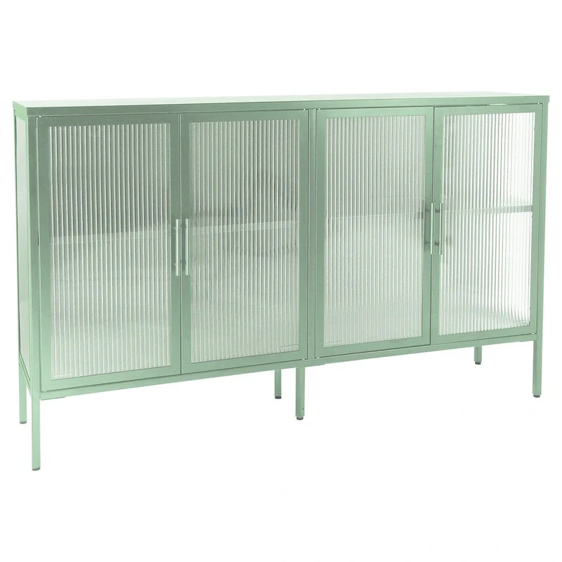 Metal Tempered Glass Cabinet with Adjustable Shelf