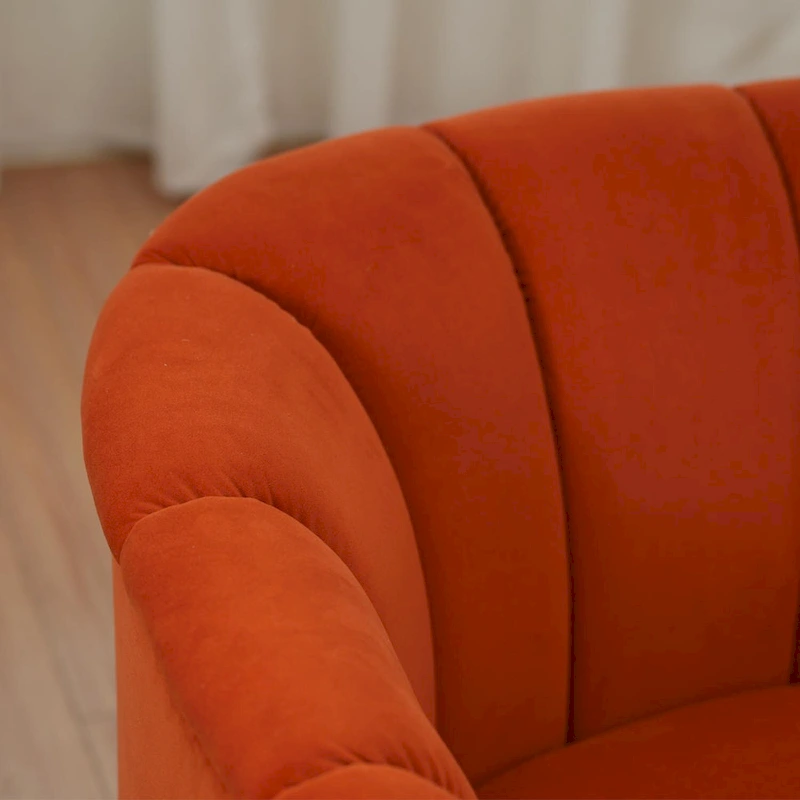 Fabric Swivel Chair with 360 Rotation, Wooden Base and 350lb Weight Capacity