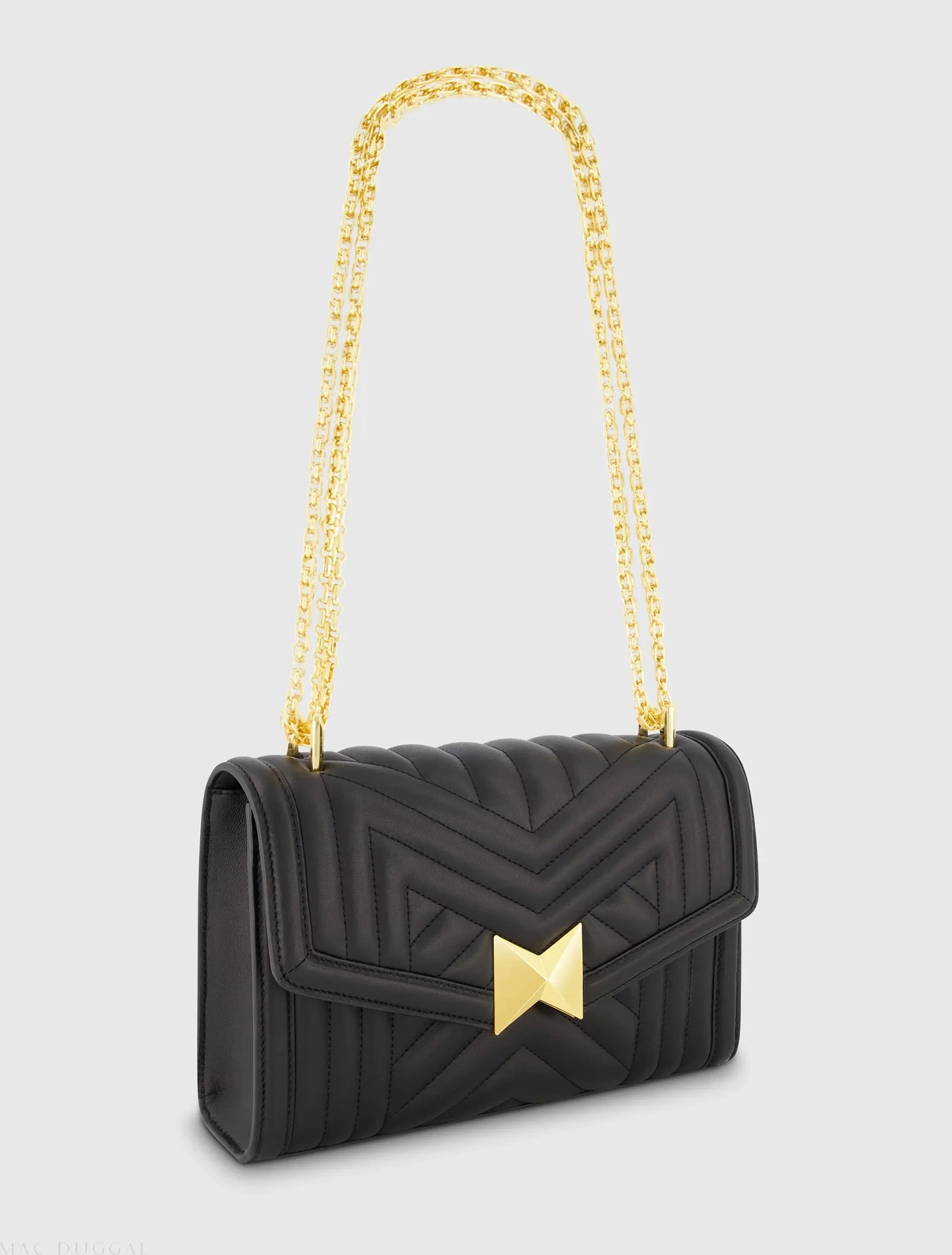 Black Quilted Napa Leather Handbag With Gold Chain - FINAL SALE