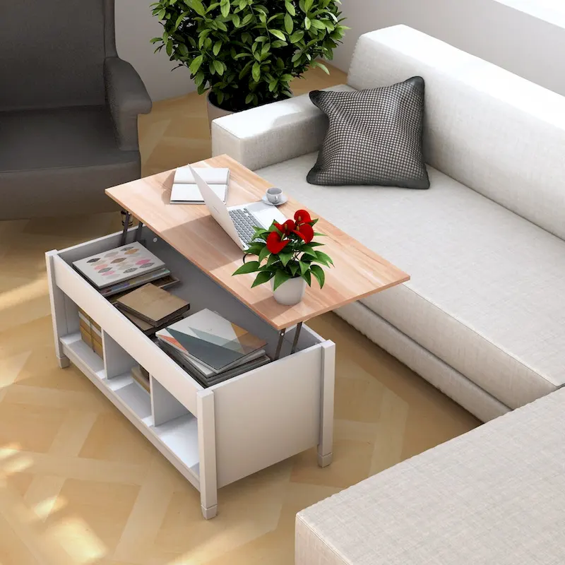 Lift-top Coffee Table with Hidden Compartment
