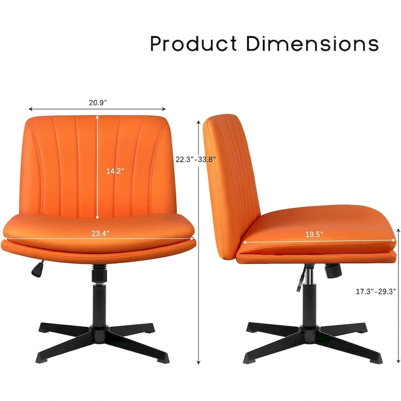 Criss Cross Chair Armless Office Desk Chair No Wheels,PU Leather Padded Modern Swivel Vanity Chair office chair
