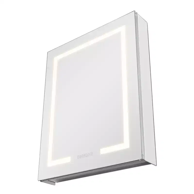 VEVOR Lighted Medicine Cabinet with Mirror, 24 x 30 in Recessed or Wall Mount, 3 Color Dimmable Bathroom Medicine Cabinet, Silver