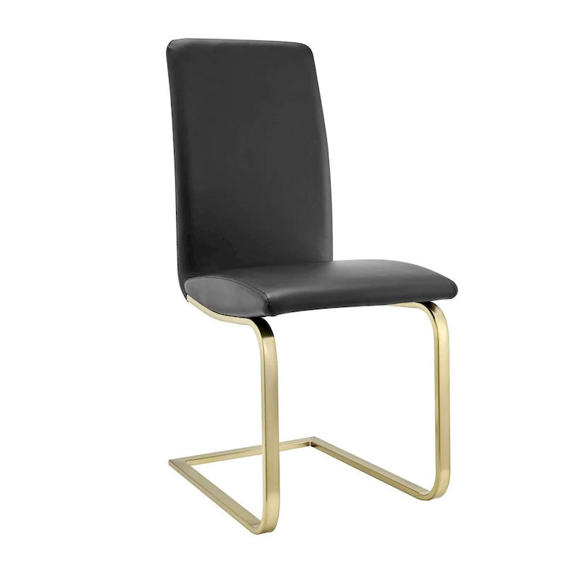Dining Chair in Black with Matte Brushed Gold Legs
