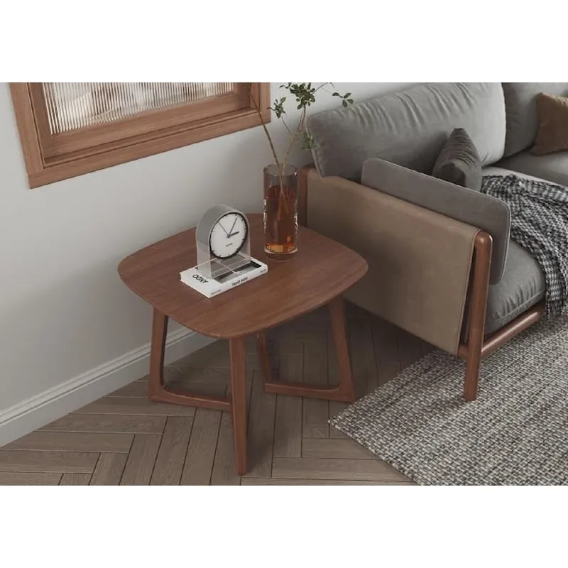 MacLuu Scandinavian Rectangular Solid Wood End Table