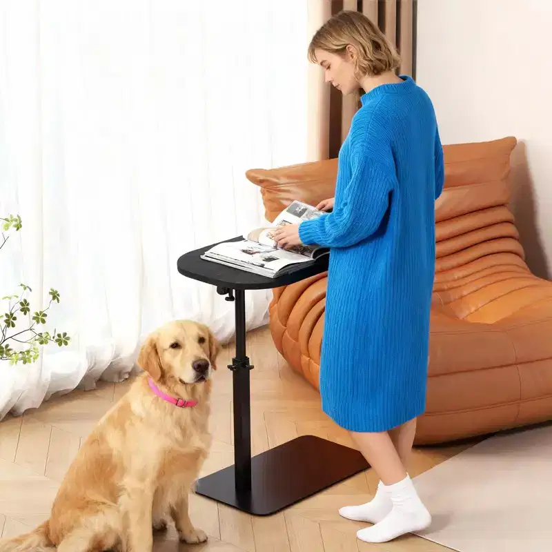 COZONY Adjustable C Shaped Side Table with Swivel Tray, Folding Laptop Desk for Sofa Bed