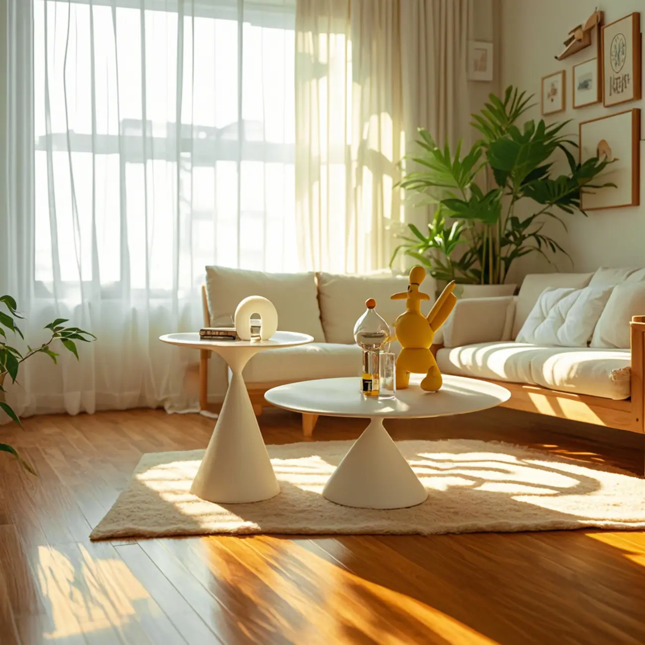 White Round Nesting Coffee Table with Modern Simple Style