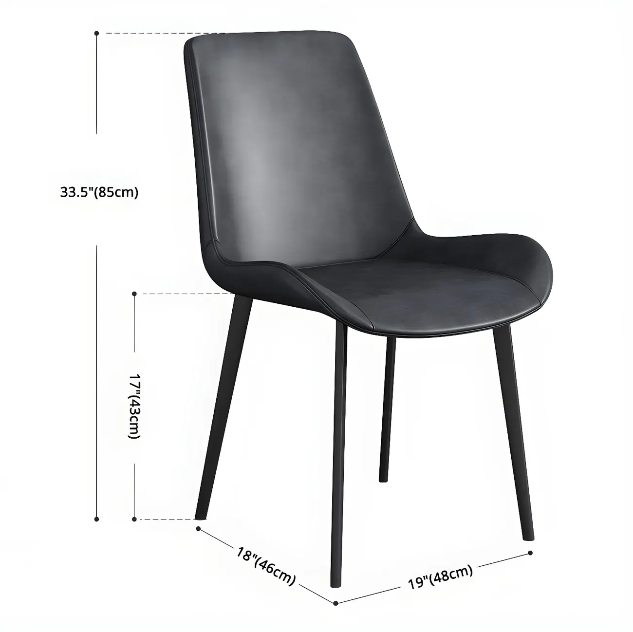 Sloped Armless Leather Upholstered Parsons Dining Chair