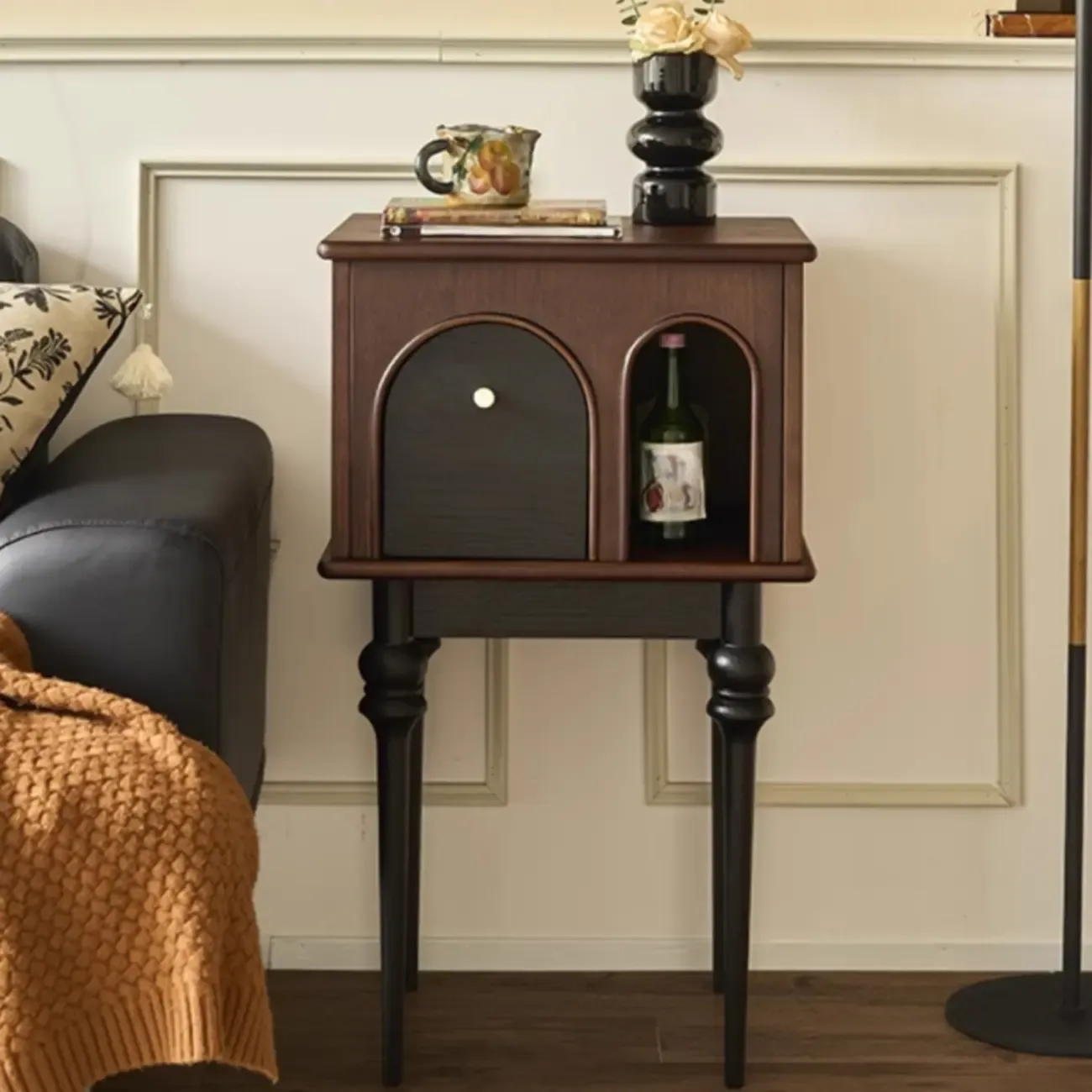 Tall Traditional Brown Wooden Rectangular Side Table