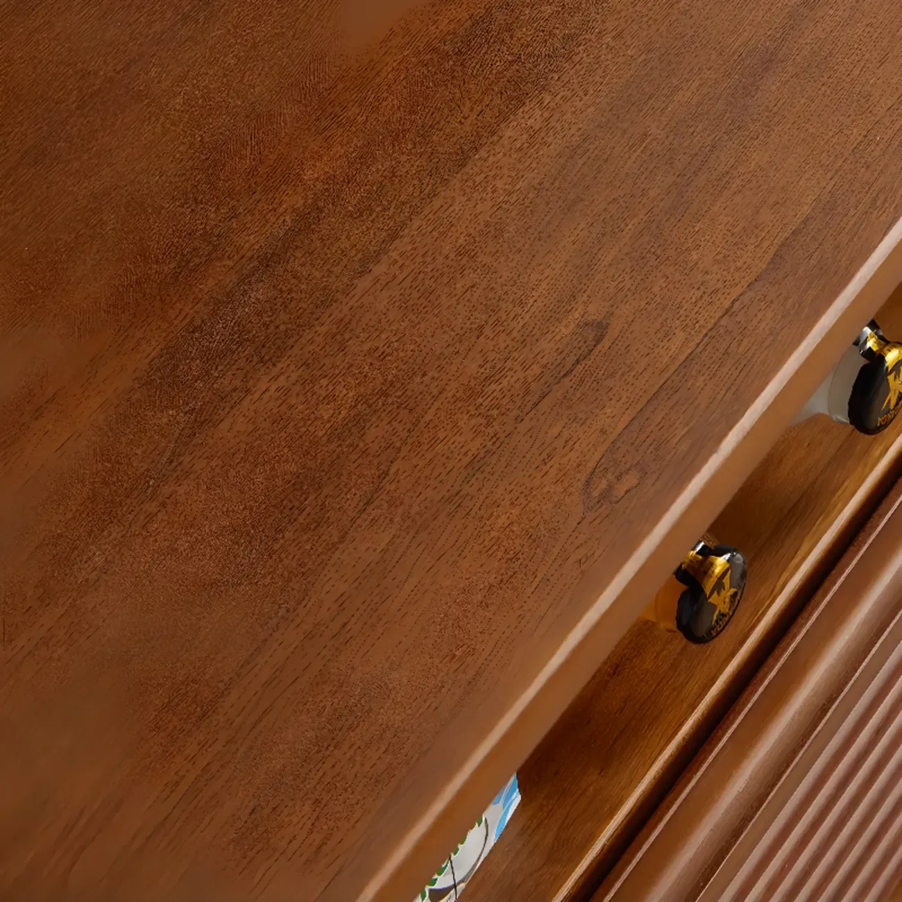 Adjustable Walnut Wood Flower Shaped Coffee Table with Wheels