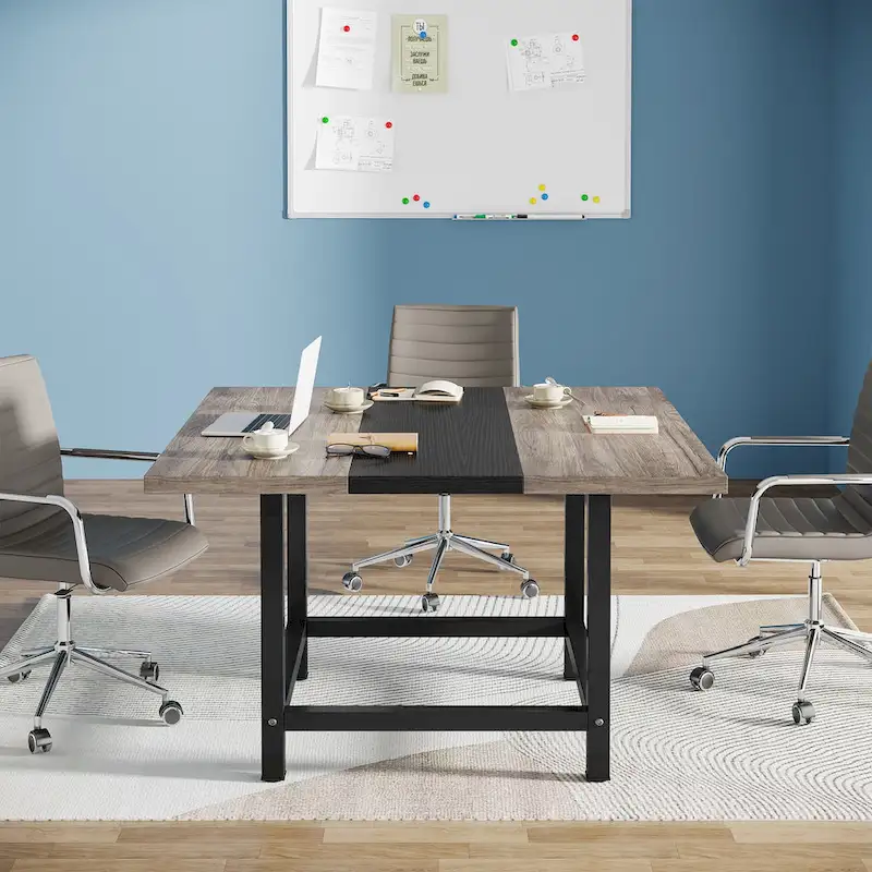 6.5 Ft Conference Room Table, Rectangle 78.74L X 39.2W X 29.52H Inches,2 Separate Piece - 78.74L X 39.2W X 29.52H