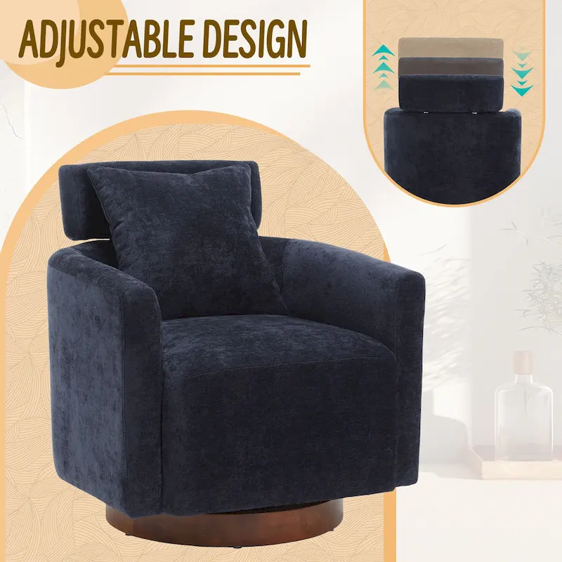360 Degree Accent Swivel Chair,Chenille Upholstered Arm Chair