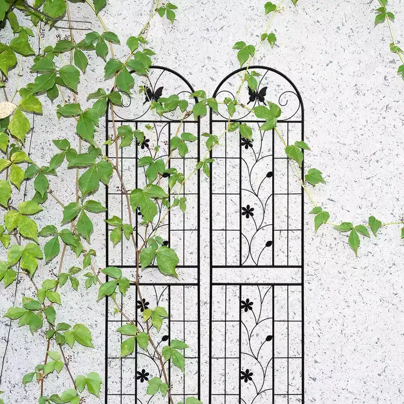 MAYEERTY 2-Pack 86.7x19.7in Metal Garden Trellis - Rustproof, Black, for Outdoor Climbing Plants & Flowers