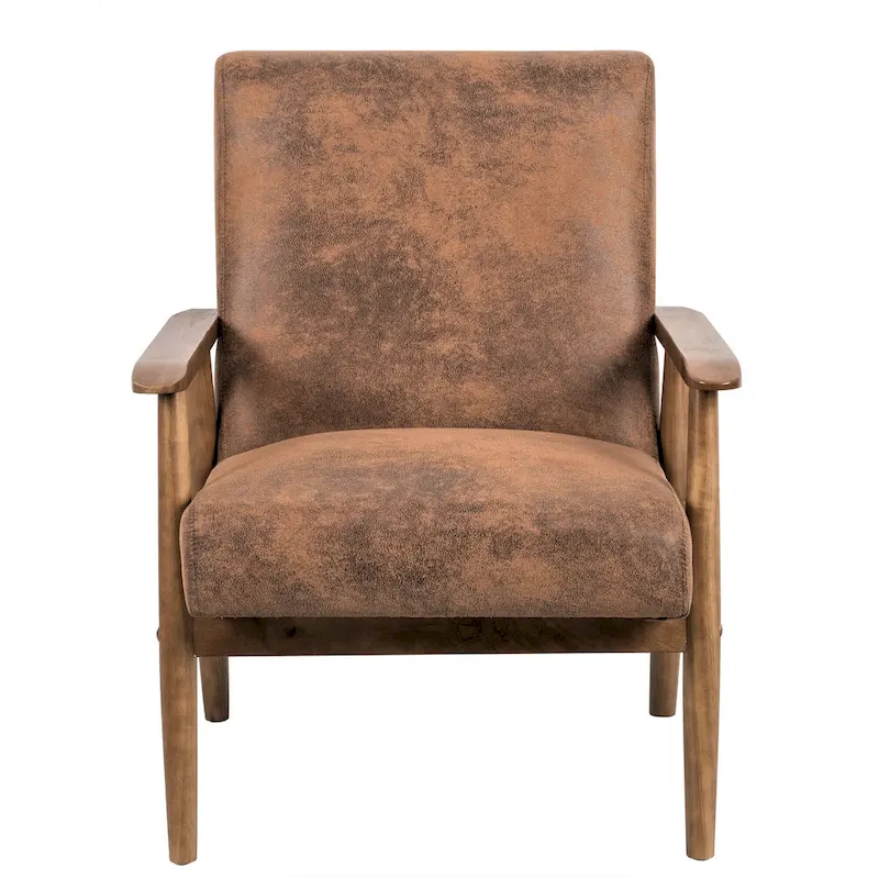 Wood/ Leather-look Microfiber Padded Seat Chair