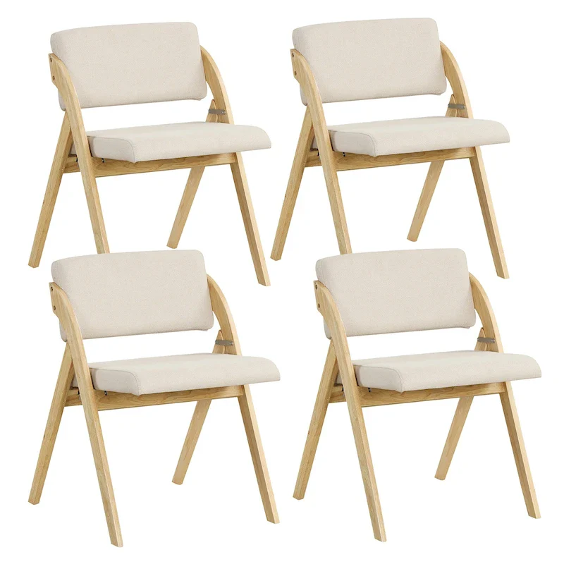 Natural & Beige / Walnut & Beige Folding Dining Chair, Set of 4
