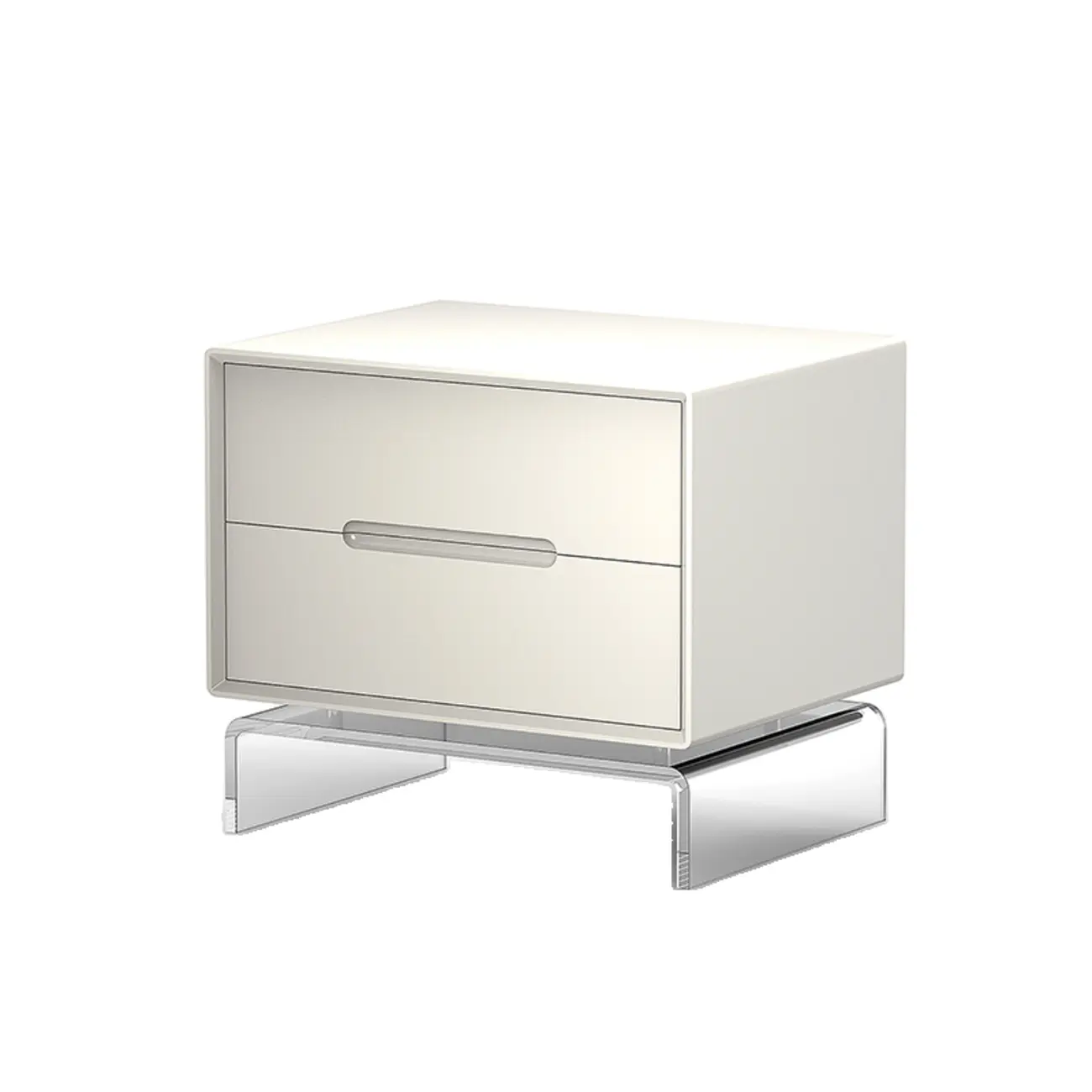 Modern Acrylic Leg Timber White Nightstand with Drawers