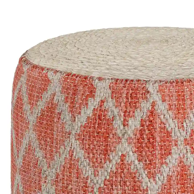 WYNDENHALL Nesbitt Boho Round Pouf, Natural Woven Braided Jute