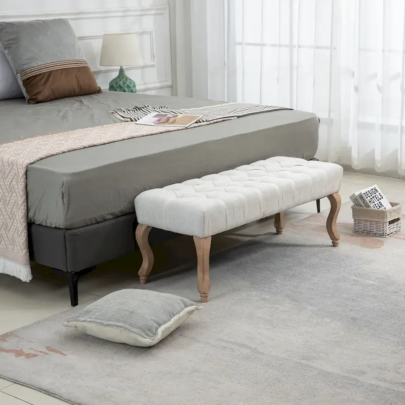 Upholstered Tufted Ottoman Bench