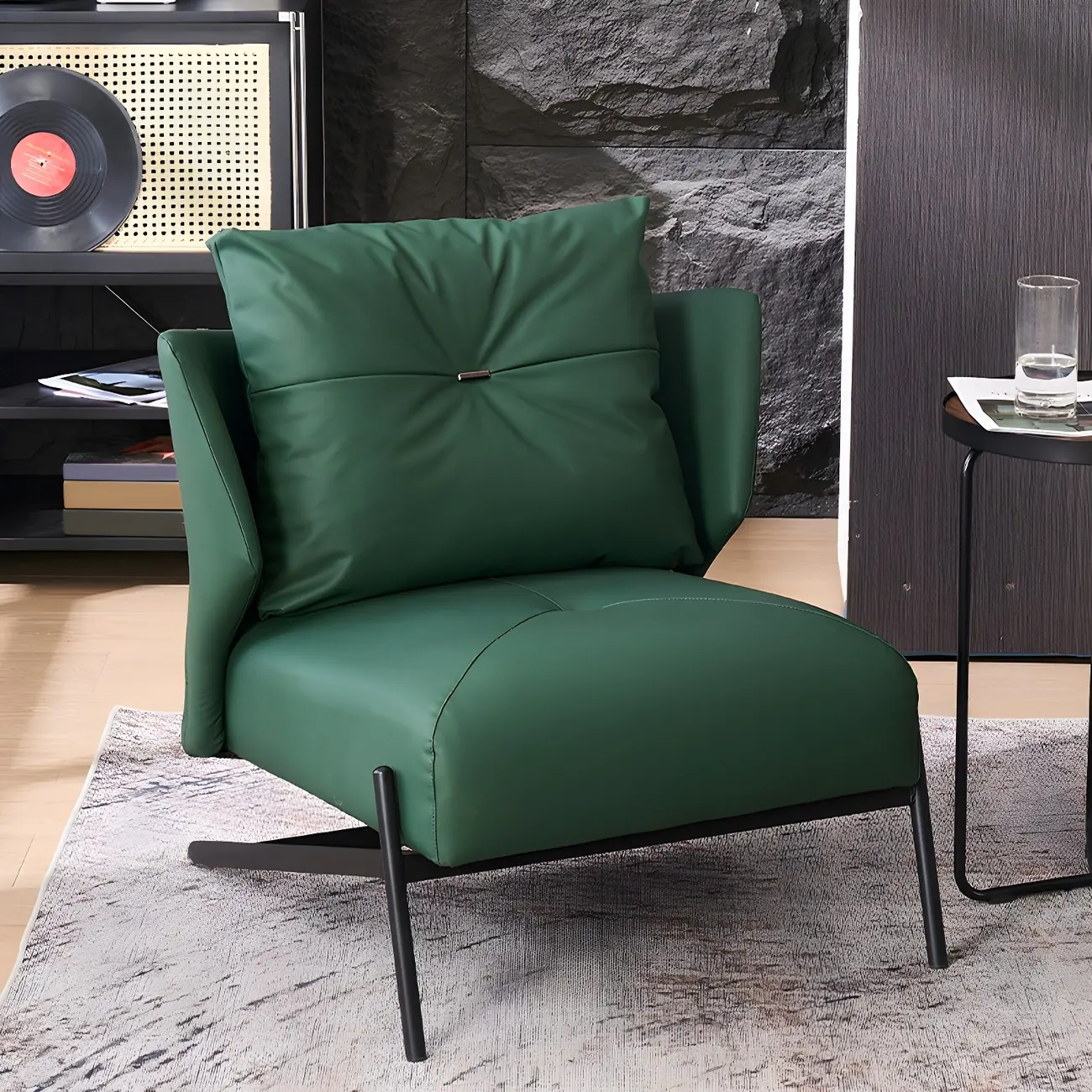 Modern Cat-Resistant Leather High Back Accent Chair
