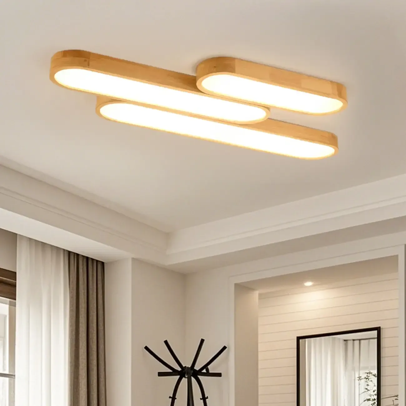 Natural Finish Flush Mount Ceiling Light for Residential Use