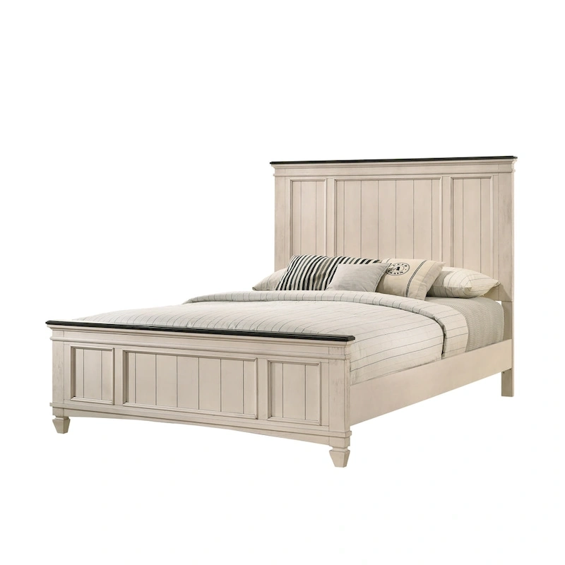Roseanne 6 Piece Cream Brown Panel Bedroom Set