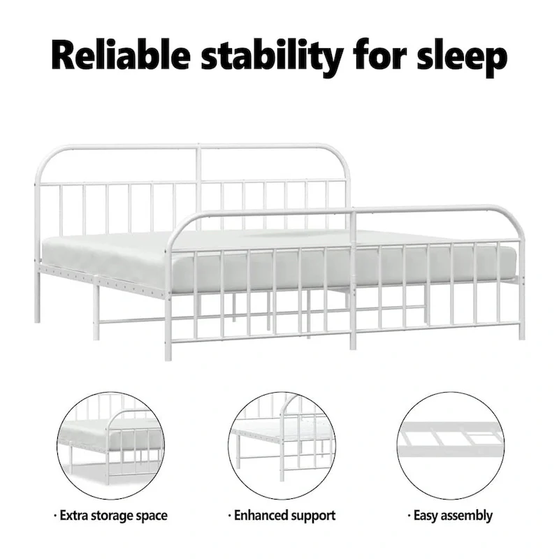 vidaXL 12 Inches Metal Bed Frame No Mattress