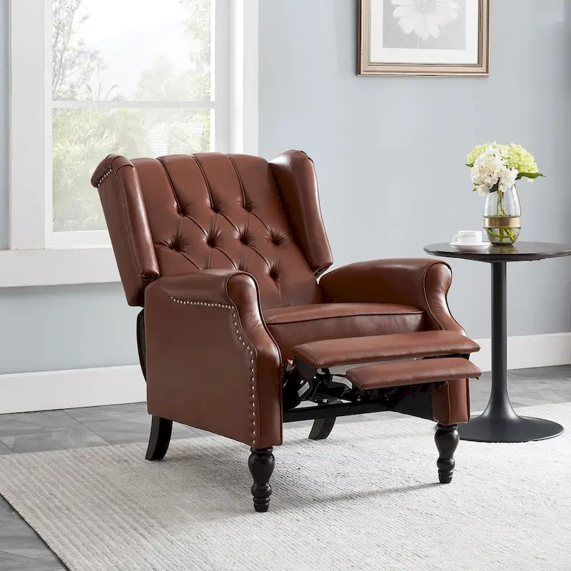 Brown Bonded Leather Recliner Club Chair