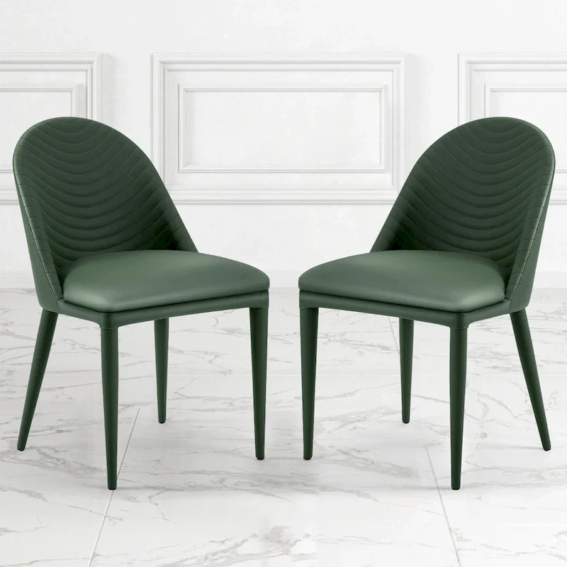 Fully Assembled Microfiber Leather Upholstered Dining Chairs, Set of 2 - 22.44 D x 18.5 W x 32.28 H