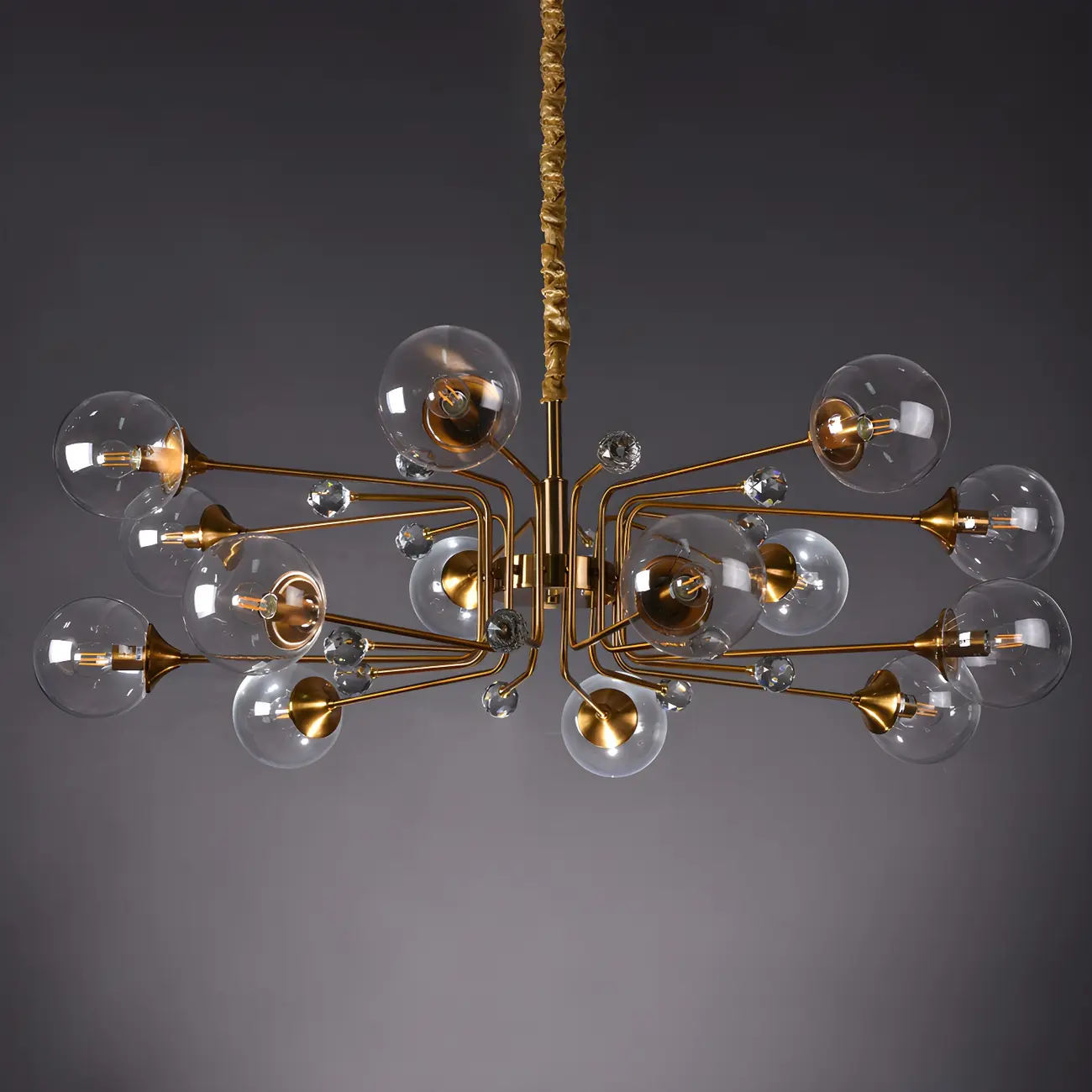 8-Light Mid-Century Modern Glass Globe Chandelier