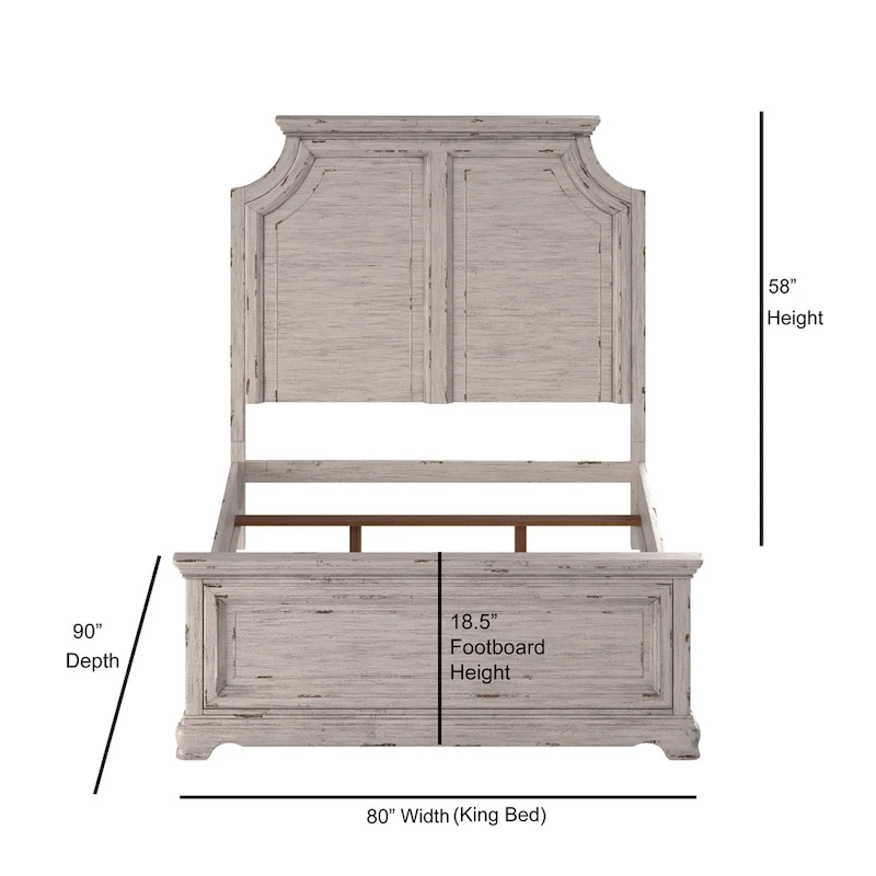 Palisade Distressed Antique White Panel Bed