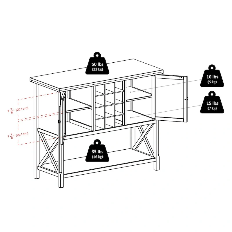 Xola Buffet Cabinet, Cappuccino - 43.8W x 18D x 35.9H