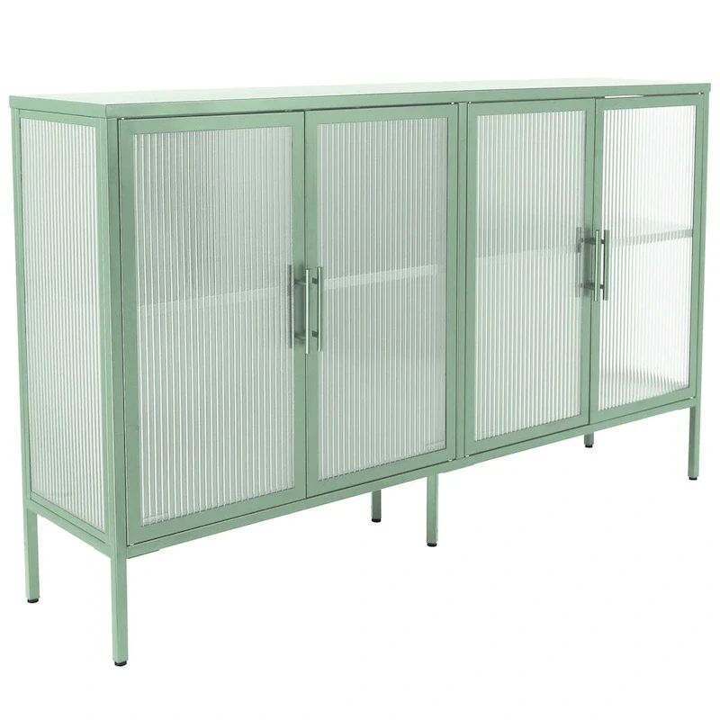 Metal Tempered Glass Cabinet with Adjustable Shelf