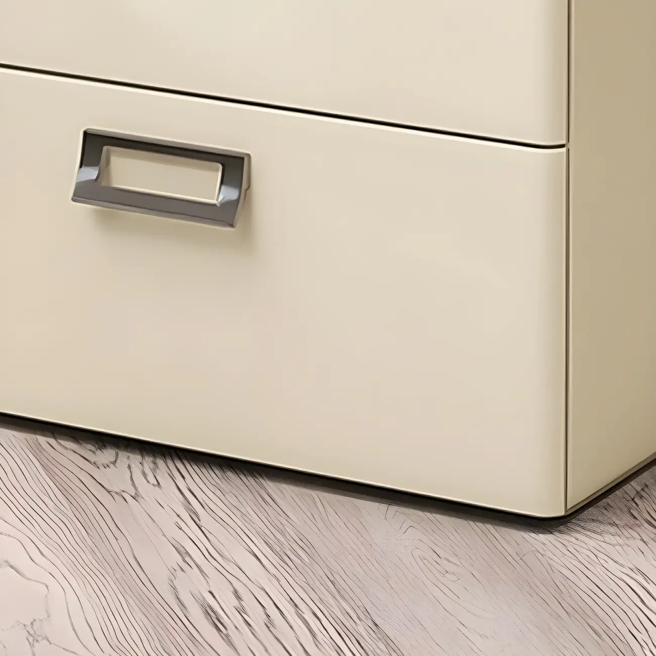 Modern Faux Leather 2 Drawers Nightstand with Stone Top