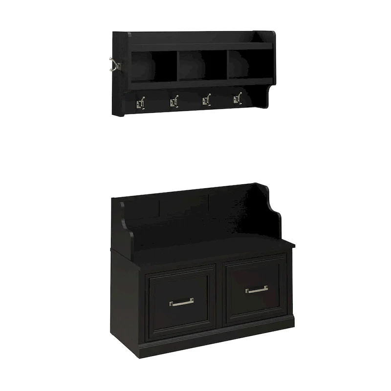 Woodland 40W Entryway Bench and Wall Mounted Shelf by Bush Furniture