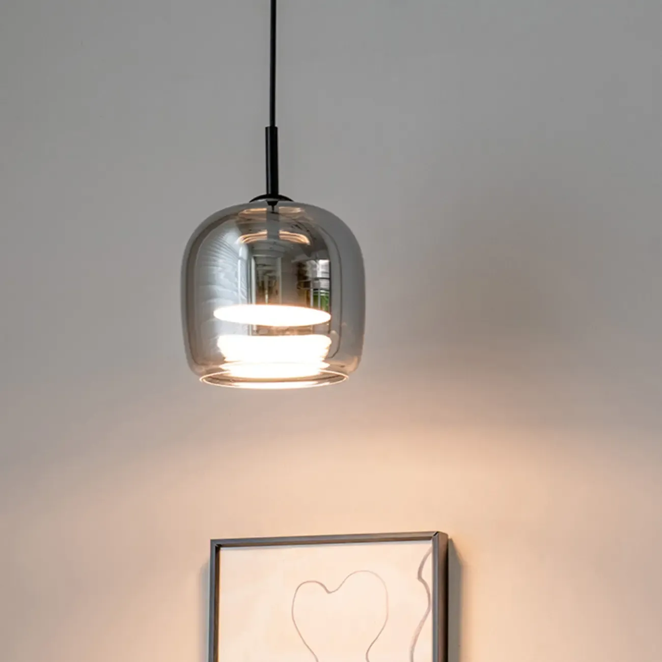 Modern 3 Light Black Glass Jar Pendant Light