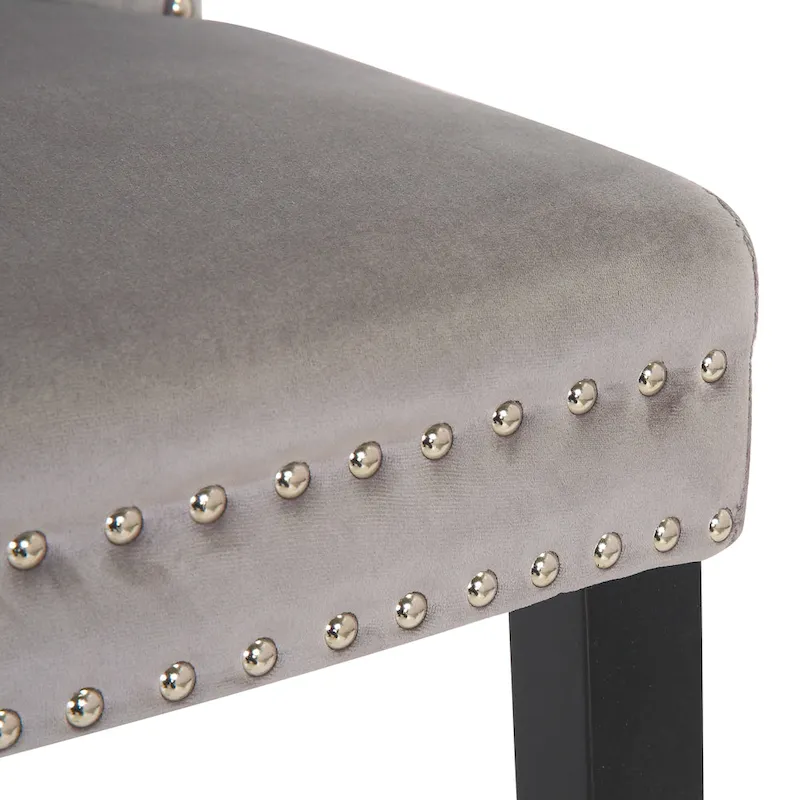 Tufted Wingback Dining Chair with Nailhead and Ring Pulls