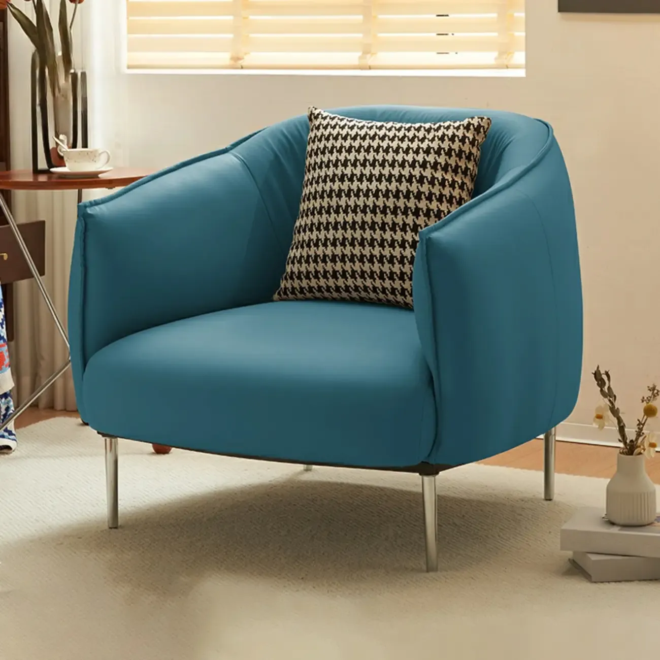 Modern Black Leather Lounge Chair Living Room