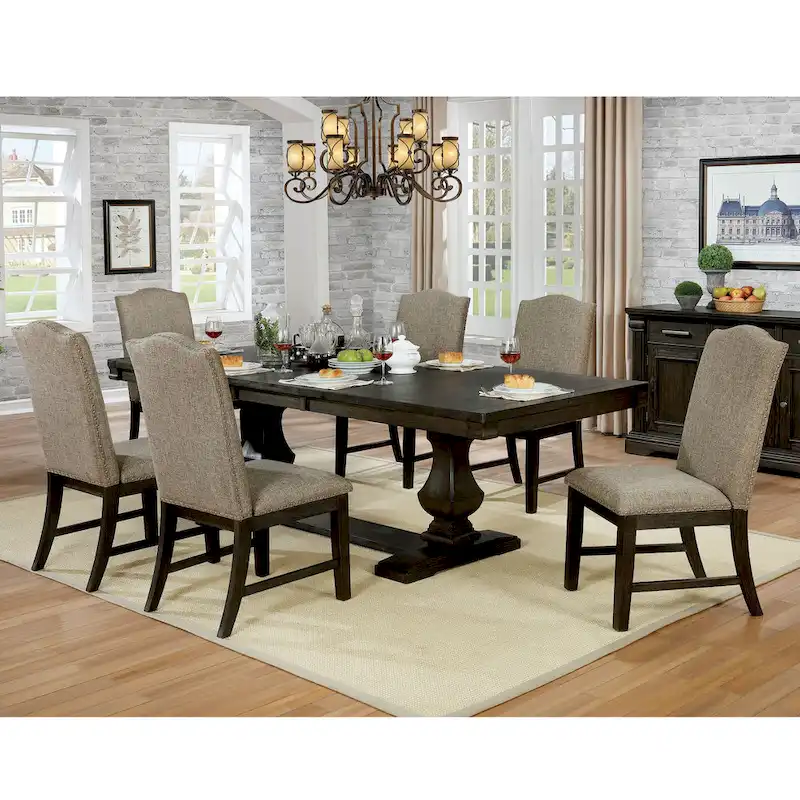 Ladonna Transitional Espresso Wood 7-Piece Dining Set by Furniture of America