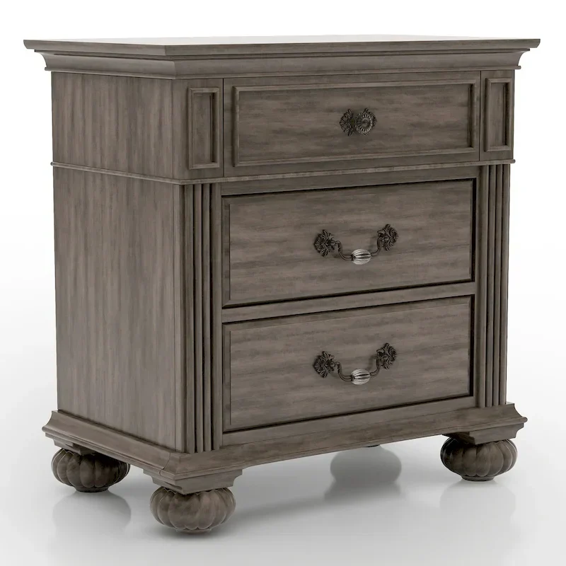 Traditional Grey Wood Poster Bedroom – Queen / King / Cal King, 2-Person