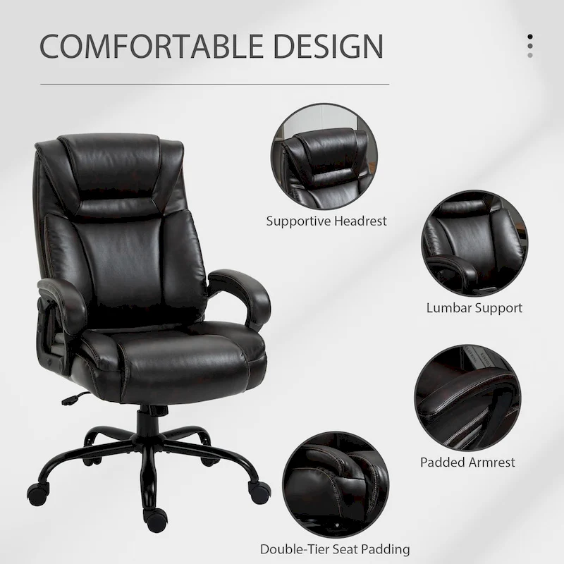 Vinsetto Big and Tall Executive Office Chair 400lbs Computer Desk Chair with High Back PU Leather Ergonomic Upholstery