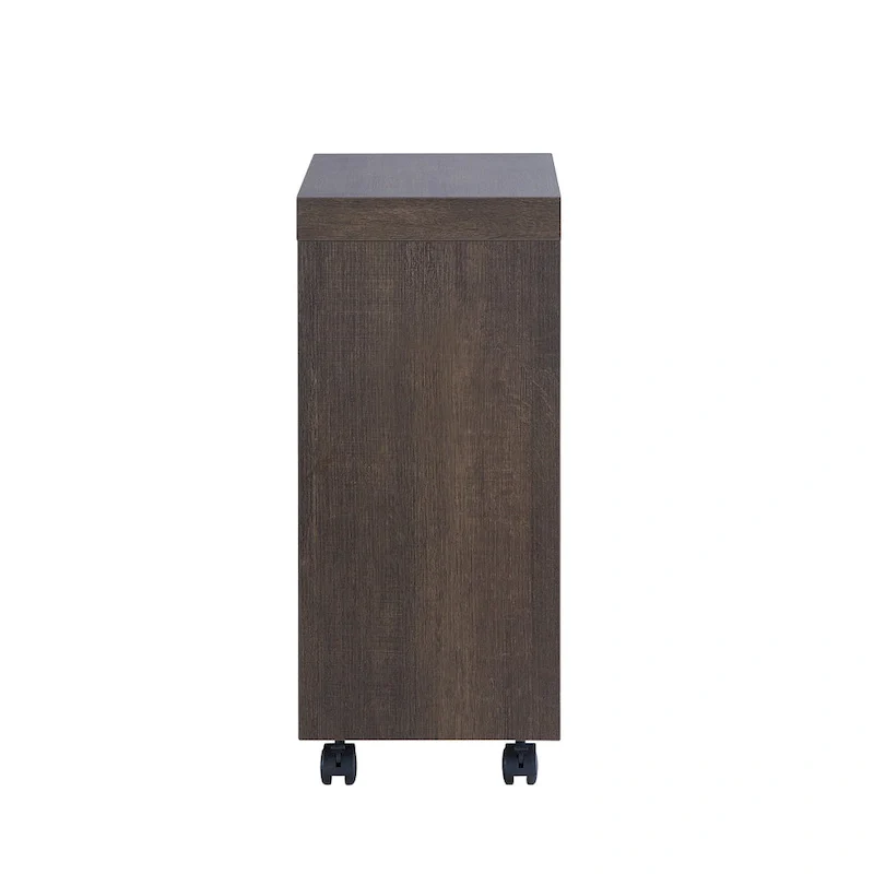 Modern Mobile 18-Inch Side Table with Locking Caster Wheels & Bottom Shelf