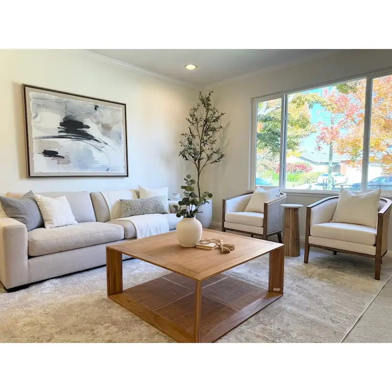 Tillman Linen Accent Arm Chair with Rattan