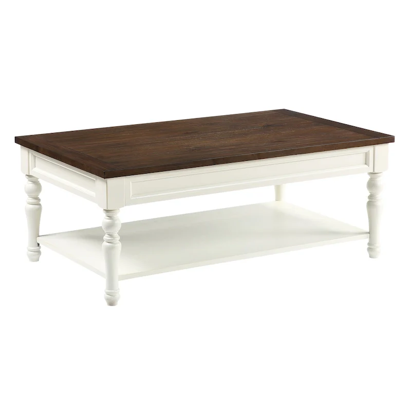 Ivory & Mocha 2-Tone Wood Coffee Table with Casters