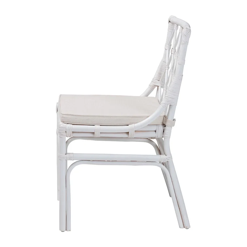 Carwyn Bohemian White Rattan Dining Chair