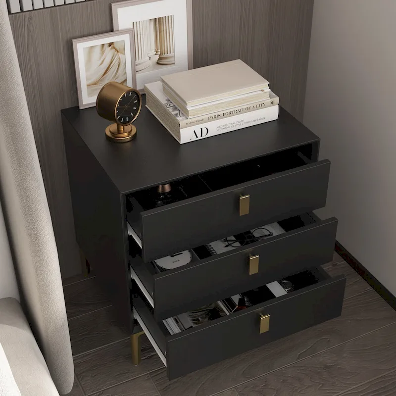 3-Drawer Bedside Nightstand with Open Cubby