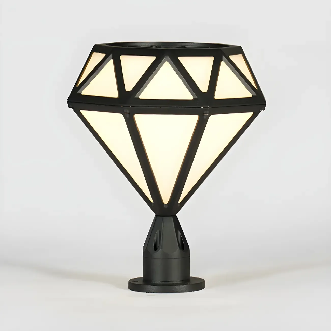 Black Metal Diamond-Design Post Cap Light